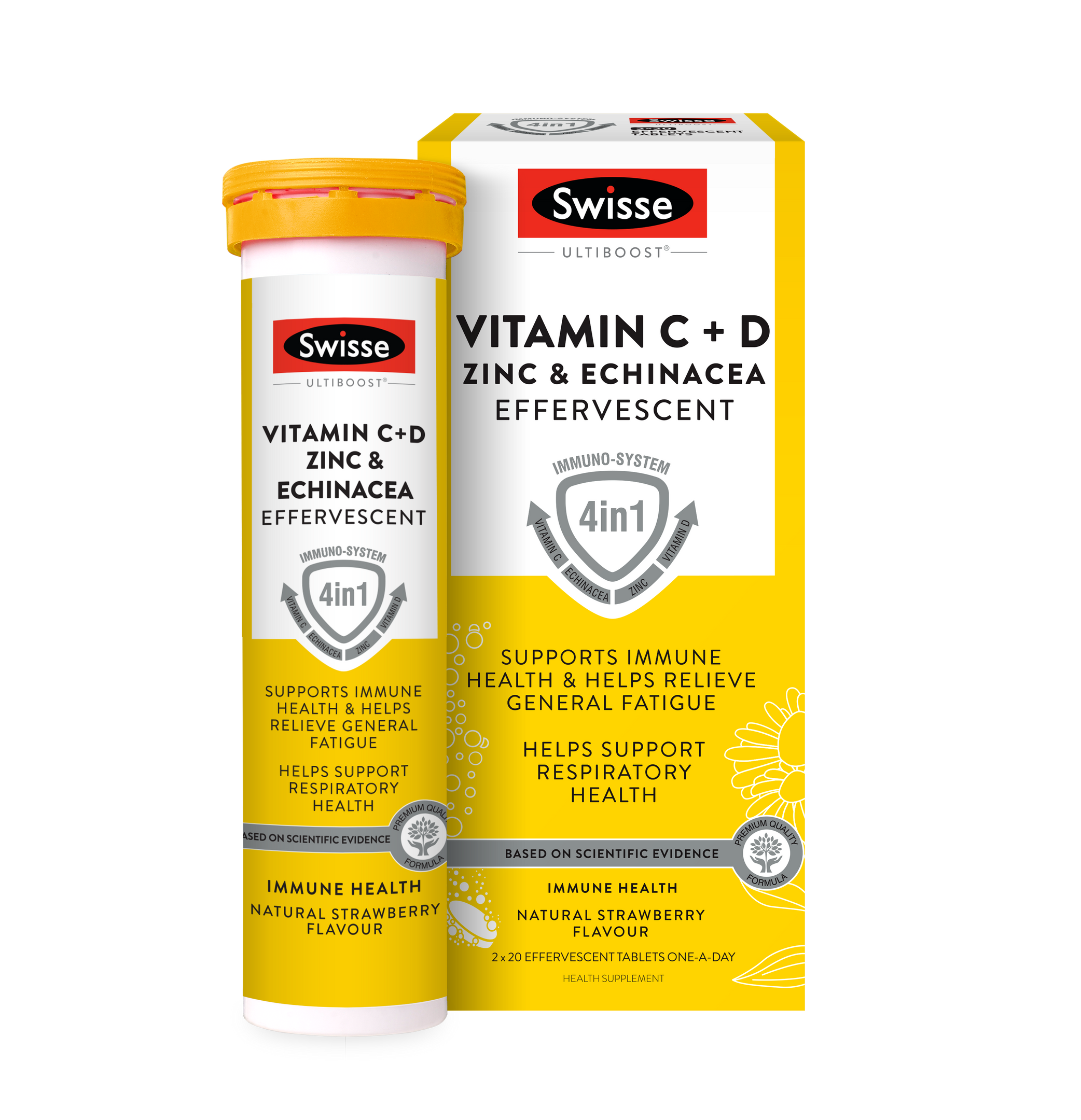 Swisse Ultiboost Vitamin C + D, Zinc & Echinacea Effervescent 2 X 20 T